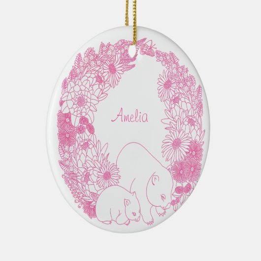 Custom Wombat Christmas Pink Keramisch Ornament (Rechts)