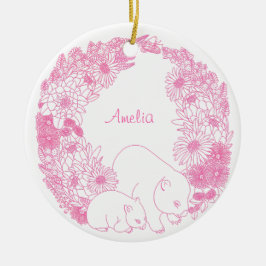 Custom Wombat Christmas Pink Keramisch Ornament