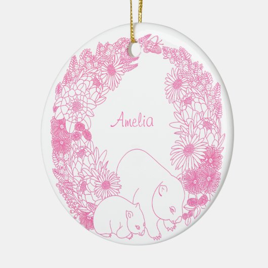 Custom Wombat Christmas Pink Keramisch Ornament (Links)