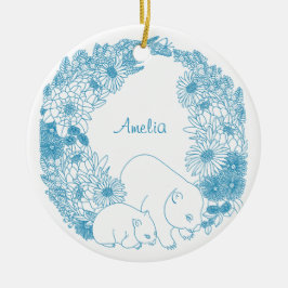 Custom Wombat Kerst Lichtblauw Keramisch Ornament