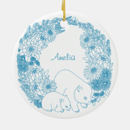 Custom Wombat Kerst Lichtblauw Keramisch Ornament