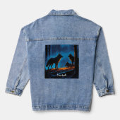 Custom Womens Denim Jean Jacket boswolf editie (Achterkant)