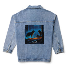 Custom Womens Denim Jean Jacket boswolf editie