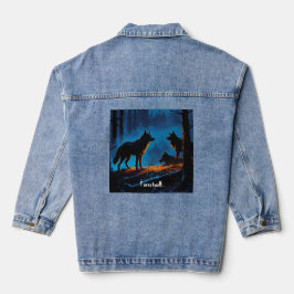 Custom Womens Denim Jean Jacket boswolf editie