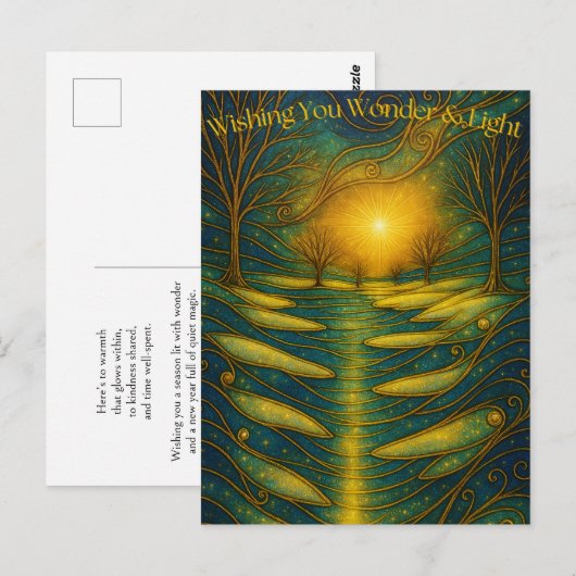 Custom Wonder & Light Secular Holiday Postcard Briefkaart (Voorkant / Achterkant)