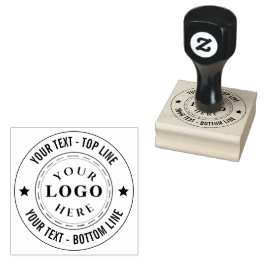 Custom Wood Art Stamp met Logo en Bedrijfsinformat Rubberstempel