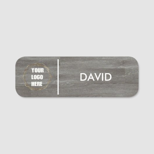 Custom Wood Business Logo Basic Medewerker Persone Naamplaatje (Voorkant)