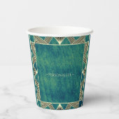 Custom Wood Emerald Green Rustic & Manly Birthday Papieren Bekers (Achterkant)