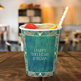 Custom Wood Emerald Green Rustic & Manly Birthday Papieren Bekers