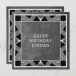 Custom Wood Modern Masculine Grey Birthday Card Feestdagenkaart<br><div class="desc">Classy Art Deco inspired design for elegant men.</div>