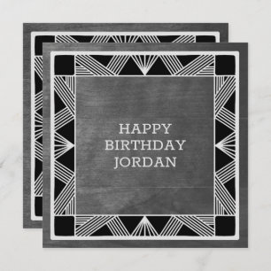 Custom Wood Modern Masculine Grey Birthday Card Feestdagenkaart