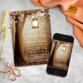 Custom Wood Trees String Lights Rustieke Bruiloft Kaart