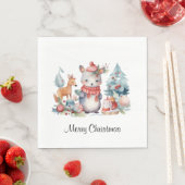 Custom Woodland Animals Christmas Waterverf Art Servet (Insitu)