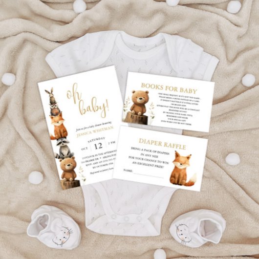 Custom Woodland Animals Schattige rustiek Baby sho Kaart