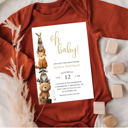 Custom Woodland Animals Schattige rustiek Baby sho Kaart