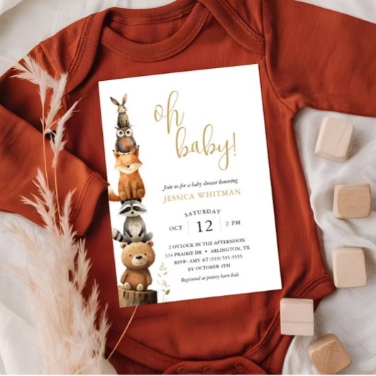 Custom Woodland Animals Schattige rustiek Baby sho Kaart