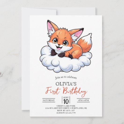 Custom Woodland Digital Fox 1e verjaardag Kaart (Voorkant)