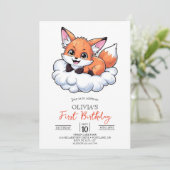 Custom Woodland Digital Fox 1e verjaardag Kaart (Staand voorkant)