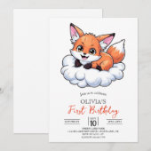 Custom Woodland Digital Fox 1e verjaardag Kaart (Voorkant / Achterkant)