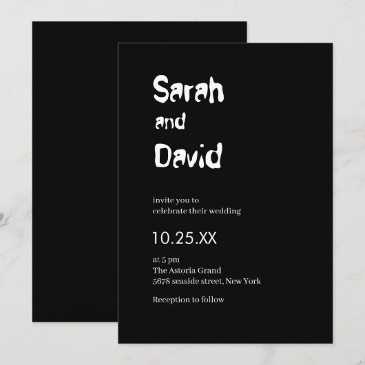 Custom Word Alleen Zwart-Wit Trouwen Kaart (Voorkant / Achterkant)