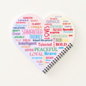 Custom Word Art Heart Keepsake Voeg je eigen woord Notitieboek (Achterkant)