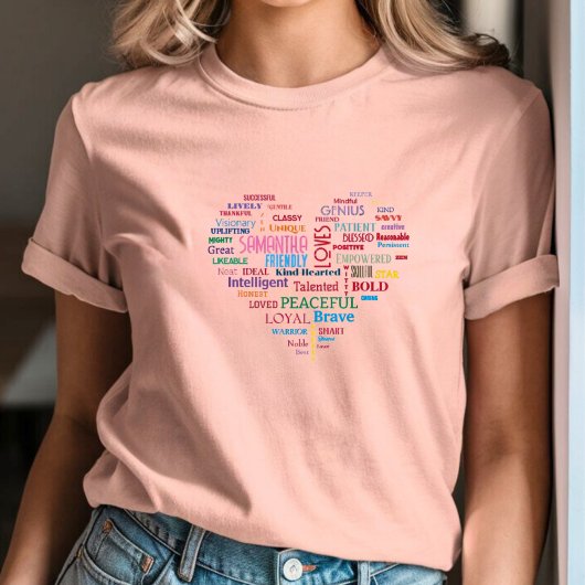 Custom Word Art Heart KeepSake Voeg uw eigen woord T-shirt