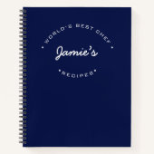 Custom World’s Best Chef Blue Personalized Recipe Notitieboek (Voorkant)