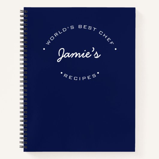 Custom World’s Best Chef Blue Personalized Recipe Notitieboek (Voorkant)