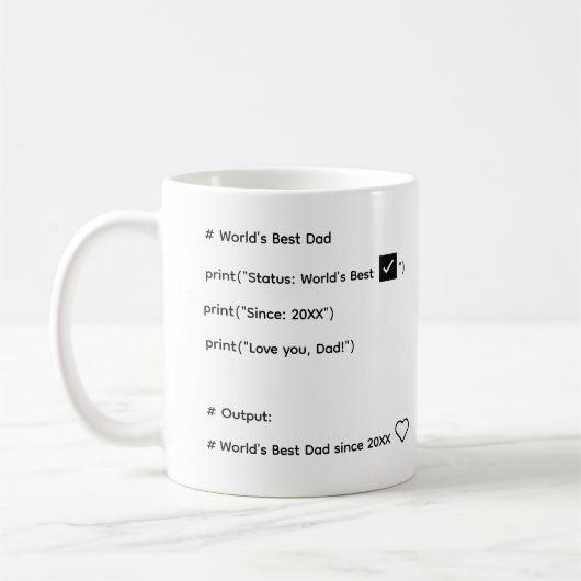 Custom World’s Best Dad Code Mug – Year Gift Koffiemok (Links)