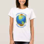 Custom World Tour Earth in Zonnebloemen Schattige  T-shirt (Voorkant)