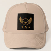 Custom X Initiaal Gedrukt Stijlvolle Gold Eagle Wi Trucker Pet (Voorkant)