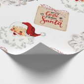 Custom Xmas Gift Wrap Retro Santa Holiday Paper Cadeaupapier (Hoek)