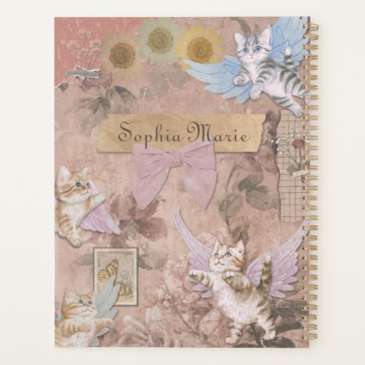 Custom Y2K Coquette Esthetische Grappige Kat Girly Planner (Achterkant)