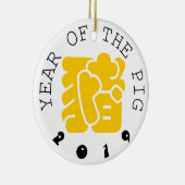 Custom Y Pig Ideogram Chinees Jaar Zodiac Ornament (Rechts)