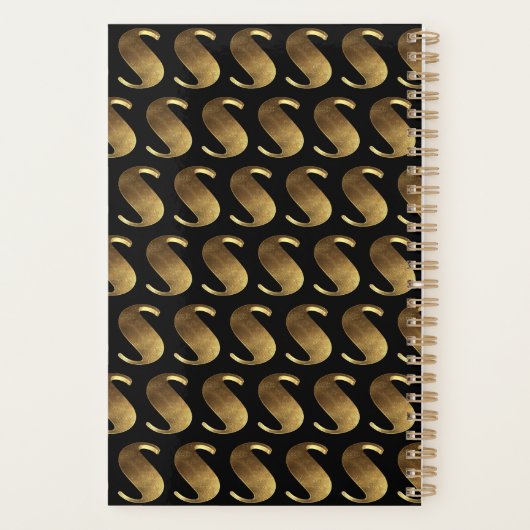 Custom Year 2019 Black Gold Monogram S Elegant Planner (Achterkant)