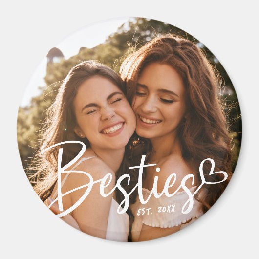 Custom Year Besties BFF Modern Script Photo Magneet (Voorkant)