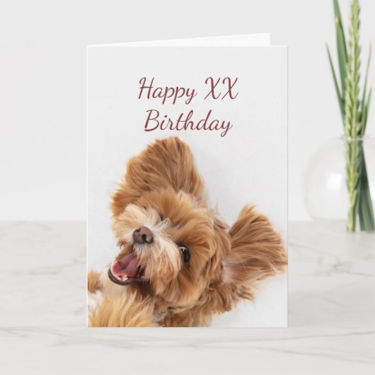 Custom Year Birthday Cute Dog Puppy Pet Kaart (Voorkant)
