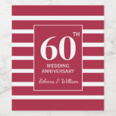 Custom Year Burgundy 60th Wedding Anniversary Wijn Etiket (Enkel label)