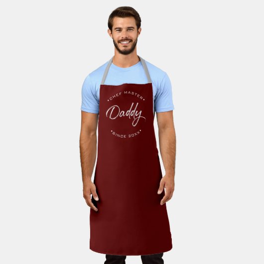 Custom Year Chef Master Daddy Red Personalized Schort (Gedragen)