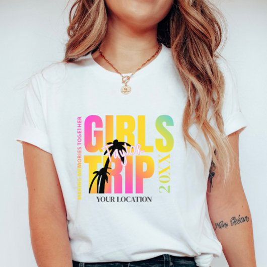 Custom Year Girls Trip; Summer Vacation Name &City T-shirt