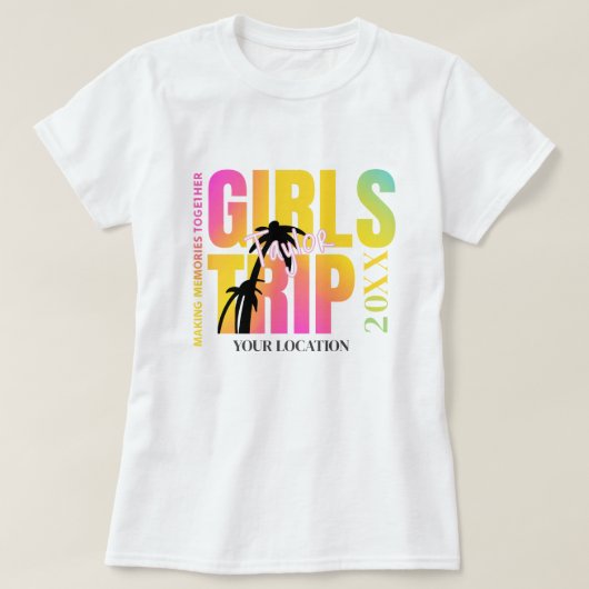 Custom Year Girls Trip; Summer Vacation Name &City T-shirt (Design voorkant)