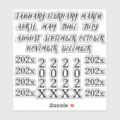 Custom Year Headings Months Bullet Journal Planner Sticker (Vel)