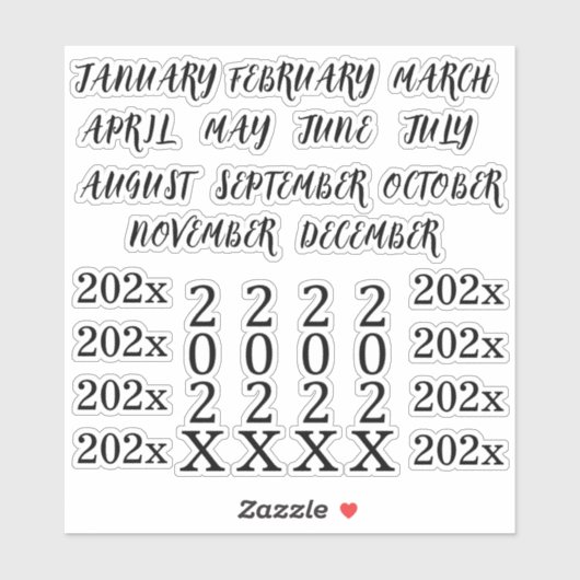 Custom Year Headings Months Bullet Journal Planner Sticker (Vel)