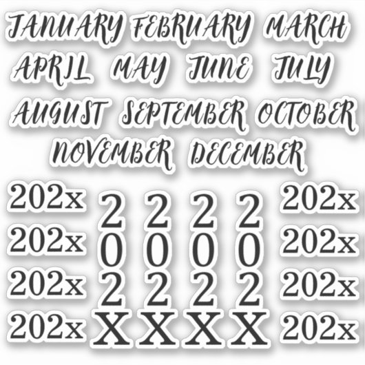 Custom Year Headings Months Bullet Journal Planner Sticker (Voorkant)