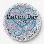 Custom Year Match Day Blue Glitter Stethoscope Papieren Bordje (Voorkant)