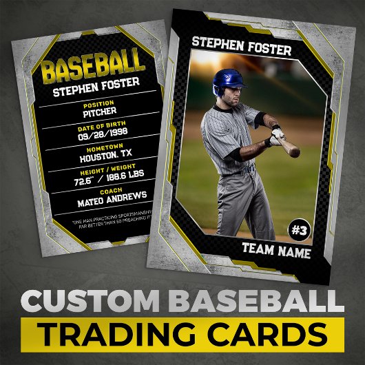 Custom Yello Baseball Trading Kaart Baseball Playe Contactkaartje