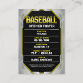 Custom Yello Baseball Trading Kaart Baseball Playe Contactkaartje (Achterkant)