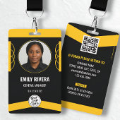 Custom Yellow Black Graphic Design Employee ID Badge