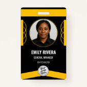 Custom Yellow Black Graphic Design Employee ID  Badge (Voorkant)