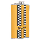 Custom Yellow & Black Race Sport Stripe Heupfles (Rechts)